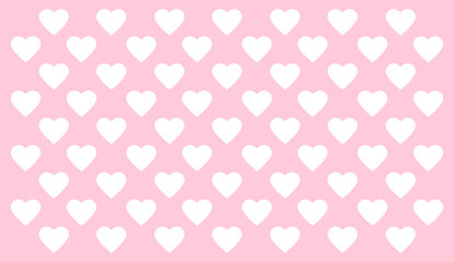 Background of white hearts on a pink background