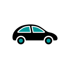 Simple Car Icon Vector. Turquoise color.