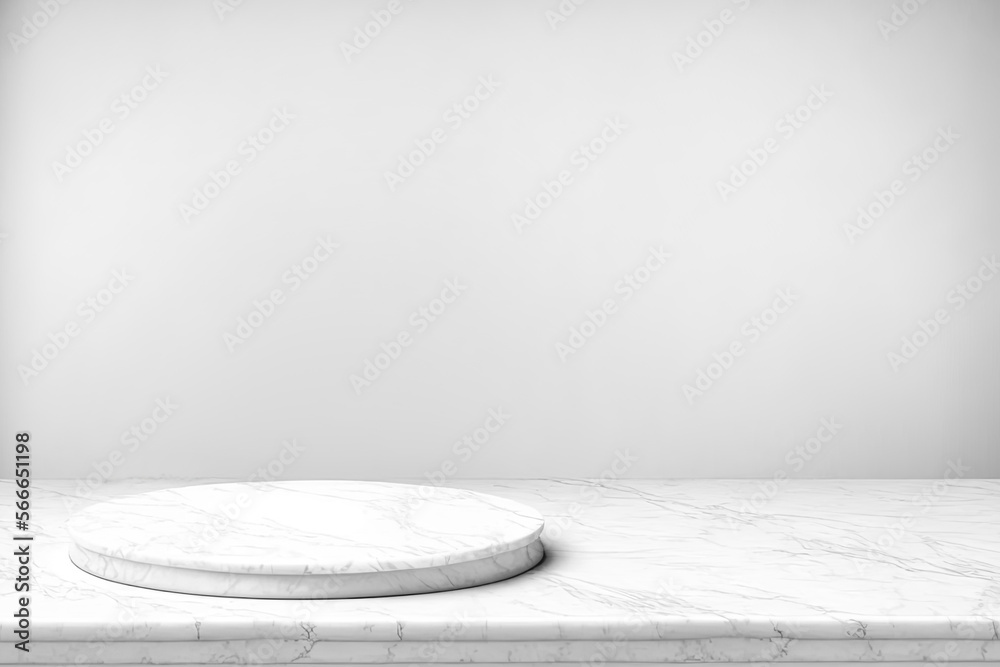 Aufkleber Empty white marble table top on white wall mock up banner abstract background for display your packaging or mockup design template
