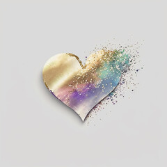 golden sparkling heart, splash, love, valentines day gift card, wedding, gold glitter, multicolor