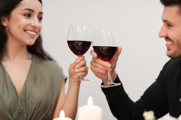 Closeup shot of beautiful romantic young couple celebrating Valentines Day