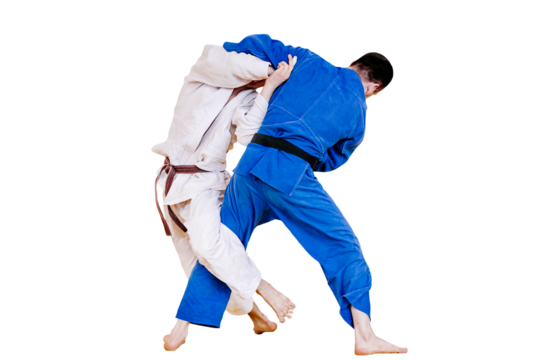 judo fighters fight in judo competition