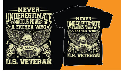 Fototapeta premium Veteran T-shirt Design, skull, and crossbones 