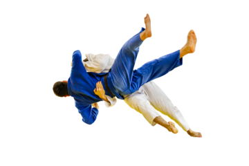 judoka throws his opponent in judo competition