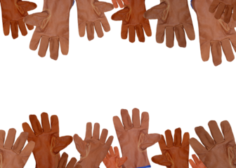 brown leather gloves on pattern