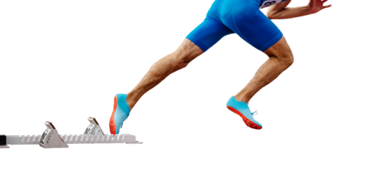 legs male runner sprinter start race from starting blocks isolated