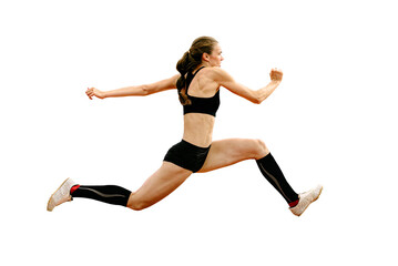Fototapeta na wymiar triple jump women jumper athlete