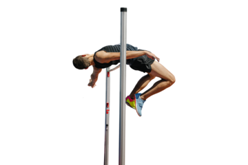high jump male athlete successful attempt