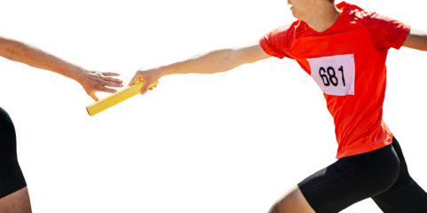 male relay race running track isolated