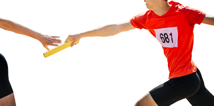 male relay race running track isolated