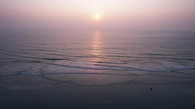 Aerial footage of Harnai beach at Dapoli, located 200 kms from Pune on the West Coast of Maharashtra India.
