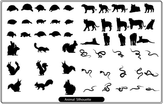 Collection of animal silhouettes on a white background
