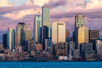 Obraz premium Seattle City Skyline At Sunset