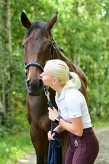 Obraz premium Horse and girl portrait