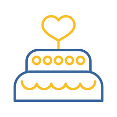 Wedding cake dessert with heart vector icon