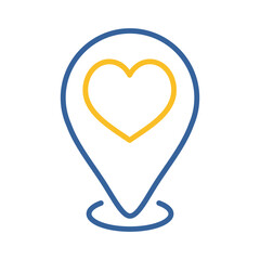 Map pointer with heart vector icon