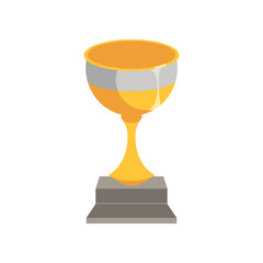 Golden trophy cup vector illustration. Cartoon gold trophy in reward for sports or competition isolated on white background. Prize award, championship concept