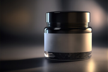 White blank unbranded cosmetic cream jar elegant mockup. Skin and body care product presentation. Beauty and spa concept. 3D rendering. Generative AI