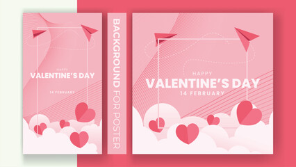 valentine's day banner and posters, valentine's background and wallpaper with plane and love papper cut style good for event banner