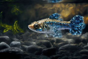 Beautiful coloured freshwater guppy fish