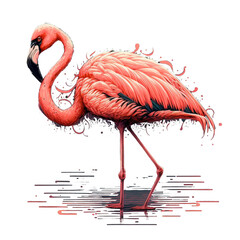 colorful vibrant flamingo design illustration on isolated background