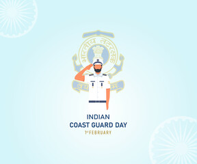 Indian Coast Guard Day. 1st February. Holiday concept. banner, poster, card. Flat illustration. background. Vector illustration. coast guard logo. Indian flag vector. 