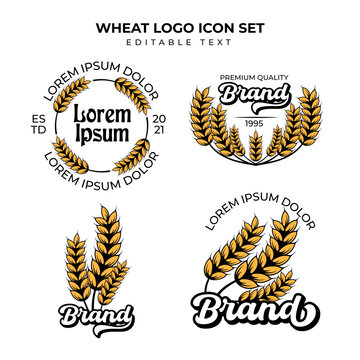 wheat logo illustration with editable text for your business or wheat brand