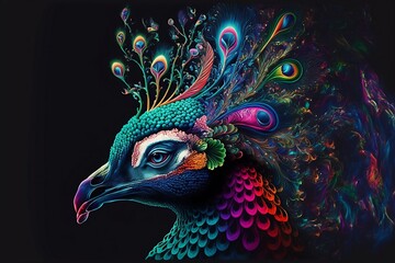psychedelic peacock portrait