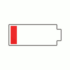 Low battery icon in flat style. Vector illustration. Flat design vector illustration isolated on white background
