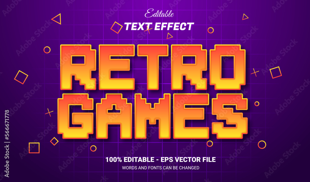 Wall mural retro gamest pixel editable text effect