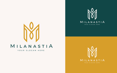 Letter M Leaf Luxury Elegant Logo Design Vector