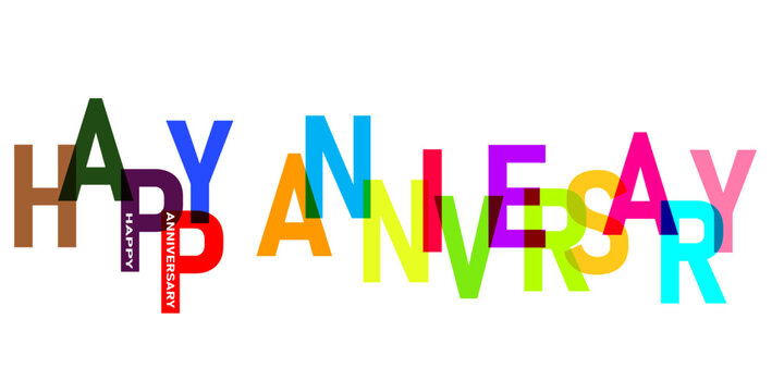 Colorful lettering happy anniversary