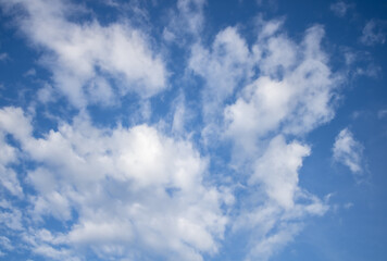 Blue and clear sky as canvas for cloud painting. Summer, January 2023 in Rio de Janeiro