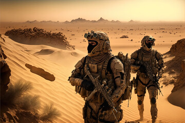 Special forces. Soldiers in the desert