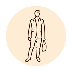 Businessman standing color line icon. Female entrepreneur.