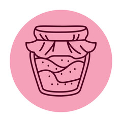 Pickled fruit jam in a jar color line icon.