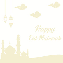 illustration of mosque happy eid mubarak