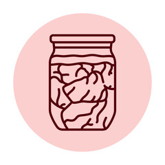Pickled stew in a jar color line icon.