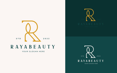 Letter R Leaf Luxury Elegant Logo Design Vector