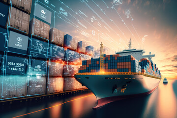 The freight forwarding companies of the future and their customers will bring together multi-sector deliveries. Logistics solutions from the future in the image created with the help of AI. 
