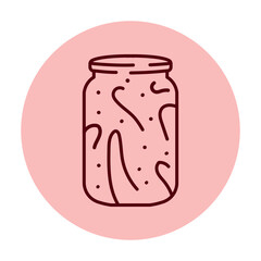 Pickled lecho sauce in a jar color line icon.