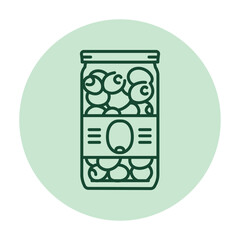 Pickled olives in a jar color line icon.