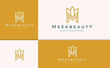 Letter M Leaf Luxury Elegant Logo Design Vector