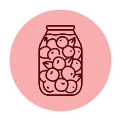 Pickled tomatoes in a jar color line icon.