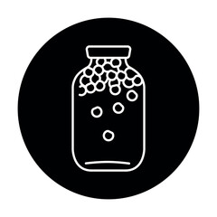 Pickled berry compote in a jar color line icon.