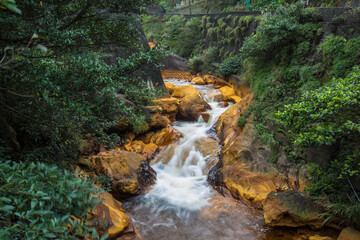 Naklejka na ściany i meble Golden Waterfall in Jinguashi, Taiwan