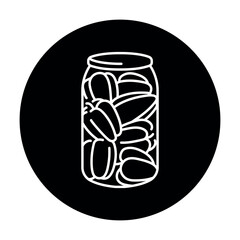 Pickled peppers in a jar color line icon.