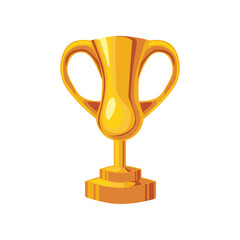 Gold award cup vector illustration. Cartoon trophy or prize reward for kid champion isolated on white background. Victory, success achievement concept