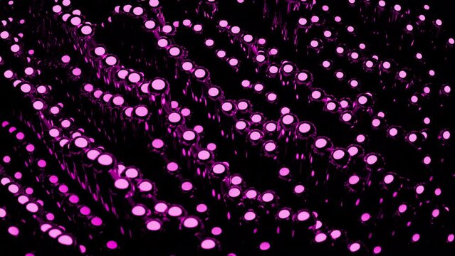 Blue and pink round lanterns. Design. Dark background with alternately rising lamps made in animation.