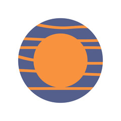 Top view of blue and orange ceramic plate vector illustration. Cartoon drawing of item for kitchen isolated on white background. Kitchenware, household concept